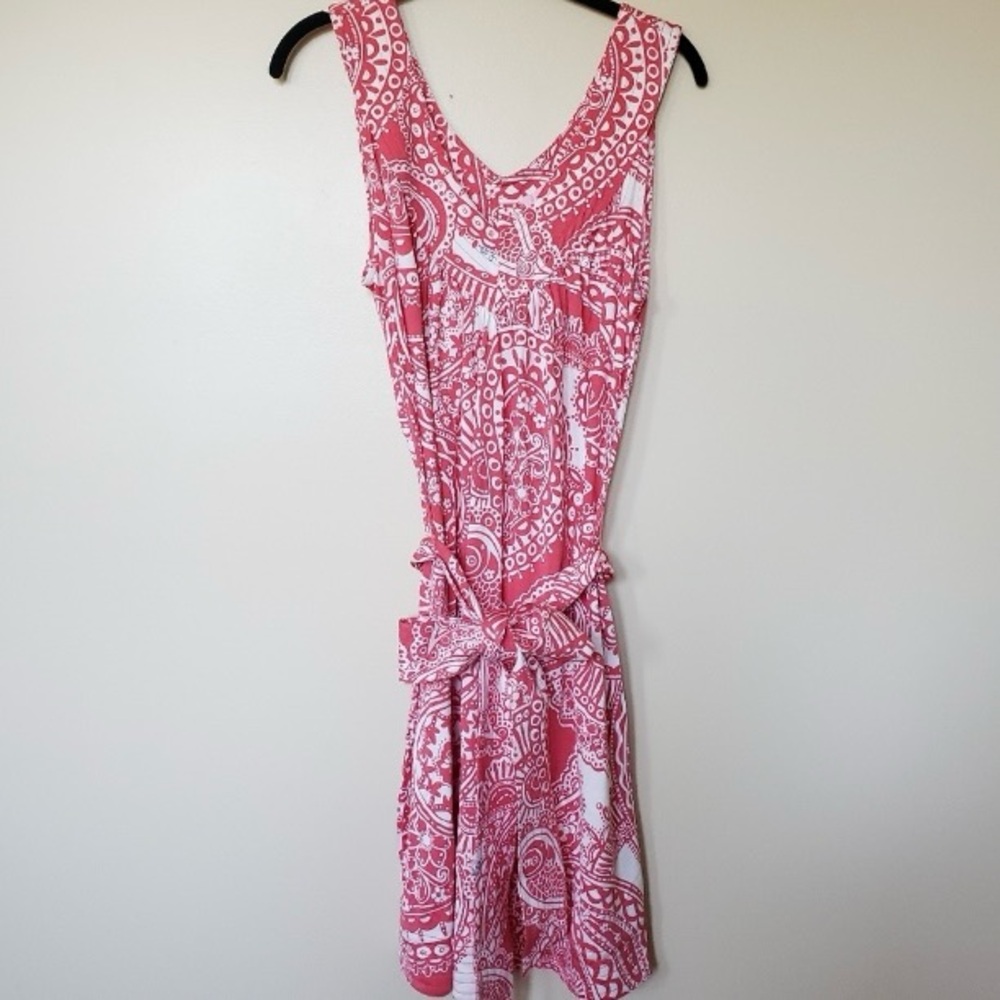 Lilly Pulitzer Nadja Silk Blend Pink Paisley Tie Waist Midi Dress Medium